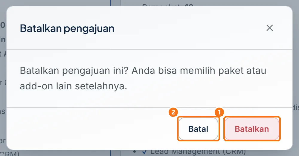 Dialog Batalkan pengajuan