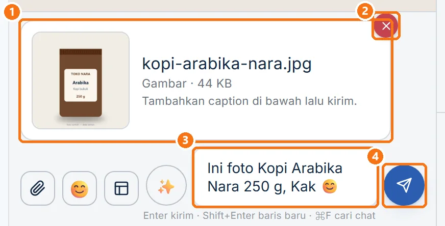 Foto produk siap dikirim dengan keterangan di kolom Tulis pesan