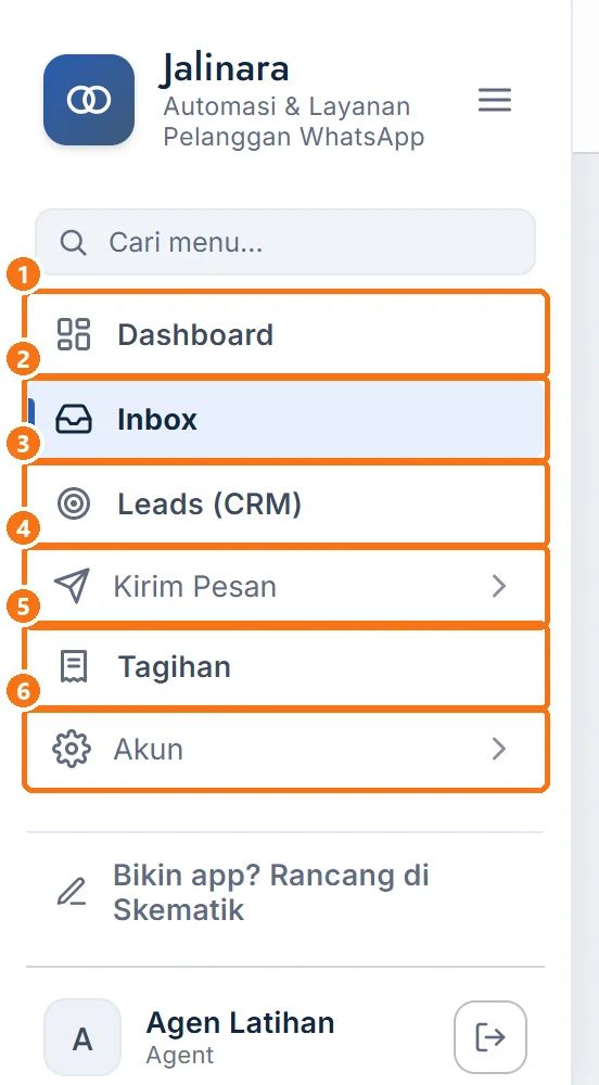 Sidebar akun staf CS